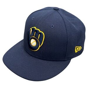 New Era Milwaukee Brewers 59FIFTY Authentic On-Field Fitted Cap Navy Size 7 5/8